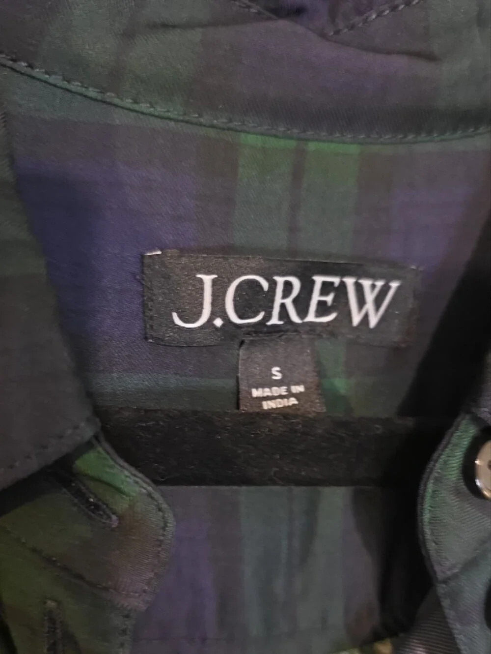 J.Crew Black Watch‎ Plaid Viscose Button Down Shirt Long Sleeve Preppy - Small